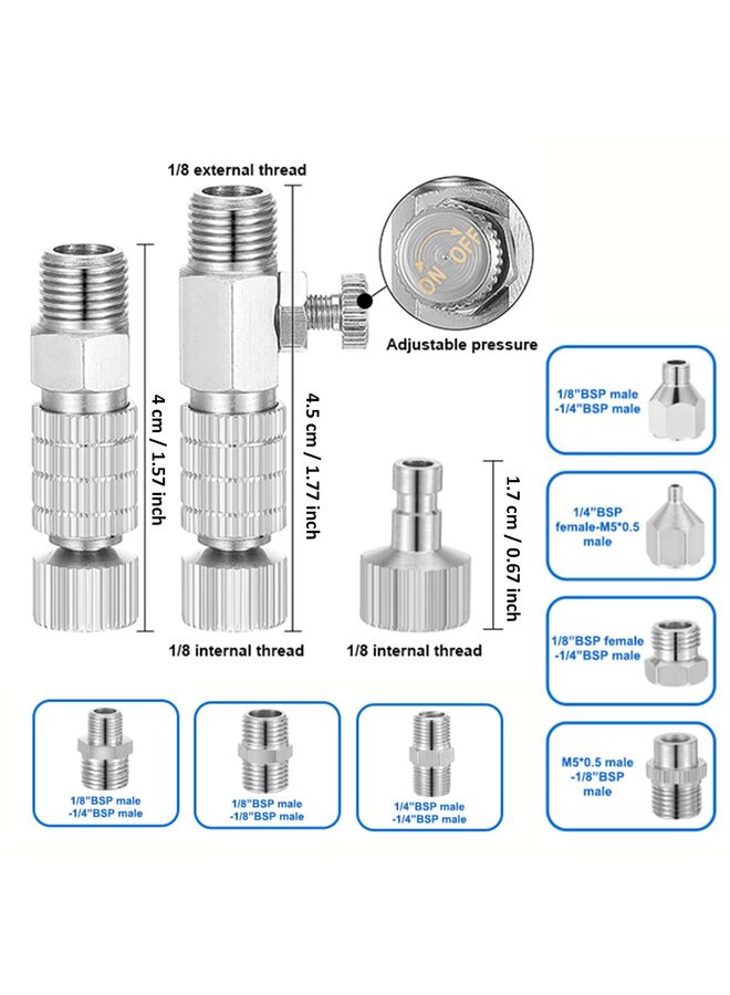 يُسلِّم مجموعة محولات بخاخ الهواء (13 قطعة) - وصلات فصل سريع لخرطوم بخاخ الهواء - محول تحرير سريع لضاغط الهواء - Image 2
